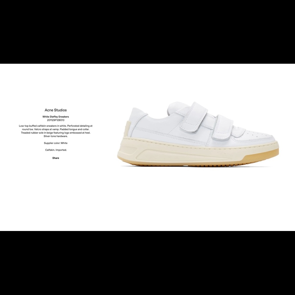 Acne Studios white Steffey sneaker, 38
